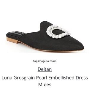 Deltan black mules with pearls
